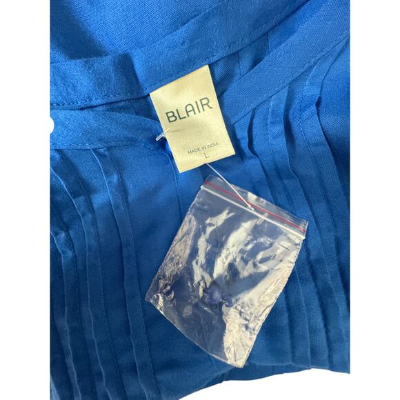 Blair Royal Blue Women's Blouse Large Lace Pleated Button-Front NWOT Boho - Picture 9 of 14